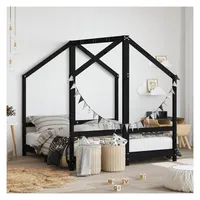 vidaXL Kinderbett 70 x 140 cm Kiefer massiv schwarz