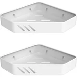 Ibergrif M34034W Duschablage ohne Bohren Ecke, 2 Stück Rostfreie Badezimmer Organizer, Badregal Edelstahl, Bad Eckregal, Badezimmermöbel, 2 Stück, Weiß