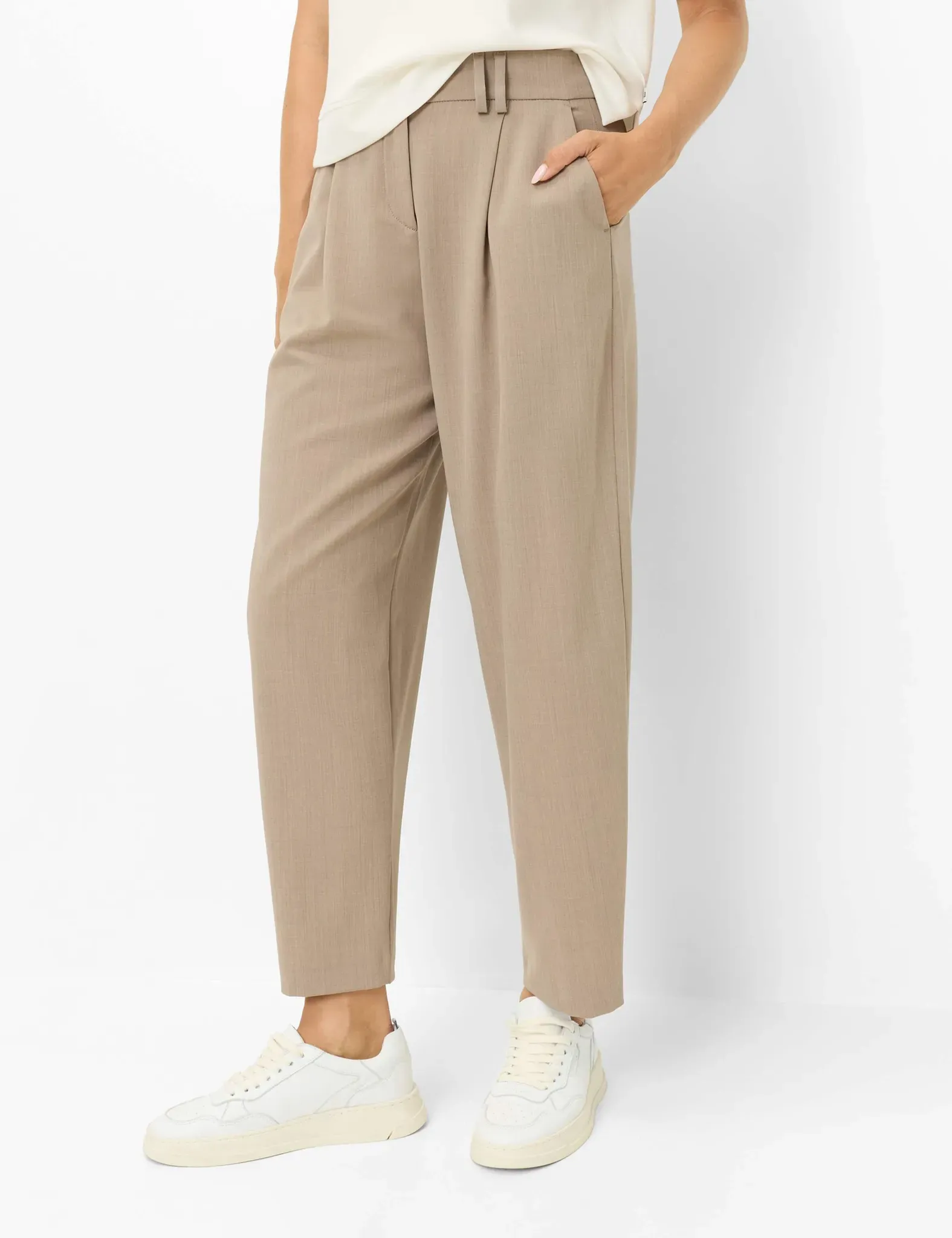 Brax Damen Hose Style MEGAN S WARM GREIGE, hellbraun, Gr. 34L
