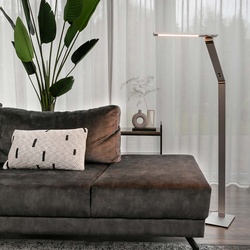 Stehlampe Standleuchte dimmbar LED Wohnzimmerlampe Gelenke verstellbar silber