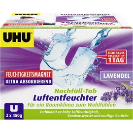 UHU Luftentfeuchter Feuchtigkeitsmagnet Lavendel, 2 X 450 G Luftentfeuchter