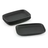 Hanseküche Servierteller aus Steingut (4er Set) 15 x 9,7 x 1,7 cm – Vorspeisenteller rechteckig schwarz matt – Mezze & Snack Teller eckig – Orientalisch, spülmaschinenfest, langlebig