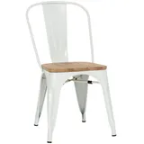 Mid.you Stuhl, Weiß, Dunkelbraun, Holz, Metall, Ulme, konisch, 44x84x54 cm, stapelbar, Esszimmer, Stühle, Esszimmerstühle, Vierfußstühle