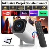 XGODY XGODY Tragbarer Projektor Mini-Beamer (260 lm, 1500:1, 3840 x 2160 px, Mini Projektor mit Android 14/WiFi 6/BT 5.4/ 180-Grad- Winkel) weiß