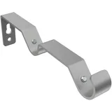 INTERDECO Gardinenstangen Träger und Wandhalter 2-läufig, aus Metall, Silber-Grau, Halterung für Vorhangstangen 16 mm, Abstand 7,5 und 13,5 cm, zur Wandmontage, Typ 1116221