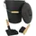 Relaxdays Ascheeimer Metall 24 l inkl. Aschebesen & Kaminschaufel schwarz