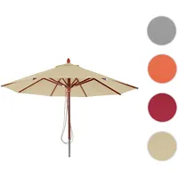 Mendler Gastronomie Holz-Sonnenschirm HWC-C57, Gartenschirm, Polyester/Holz 16kg, rund Ø4m
