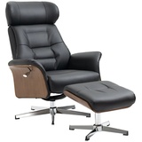 Homcom Liegestuhl mit Armlehne und Fußhocker schwarz (Farbe: Schwarz)