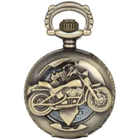 JewelryWe Taschenuhr, Quarz, rund, Motiv Motorrad, Cool Biker, Anhänger, Halskette, Legierung, Modeschmuck, für Damen und Herren, kupferfarben, mit Geschenktasche