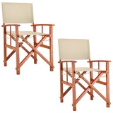 Casaria Regiestuhl Cannes (2 St), 2er Set Holz Klappbar Wetterfest 320kg Belastbar Armlehne beige 48 cm x 86 cm x 53 cm