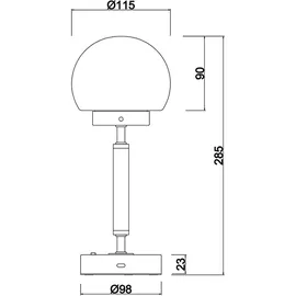 GLOBO Lighting - Tischlampe Nachttischlampe Tischleuchte Wohnzimmerleuchte Schlafzimmerlampe, Metall Glas messingfarben, Touchdimmer Akku cct, LED