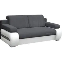 MOEBLO Schlafsofa York, Couch für Wohnzimmer, Sofagarnitur Polstersofa Wohnlandschaft, mit Schlaffunktion und Bettkasten grau