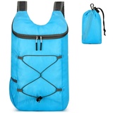 Faltbarer Rucksack, Wasserdichte Outdoor Sport Aufbewahrungstasche, Rucksack mit großer Kapazität, Reise Wander Tagesrucksack, Sporttasche Hellblau - Hellblau