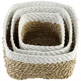 wohnfreuden Aufbewahrungskorb Korb Recta aus Seegras und Kunstfaser Weiß verschiedene Größen weiß 20 cm x 12 cm x 20 cm
