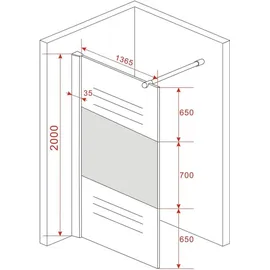 Alphabad 8 mm Duschtrennwand TANDARE-FR 140 x 200 cm