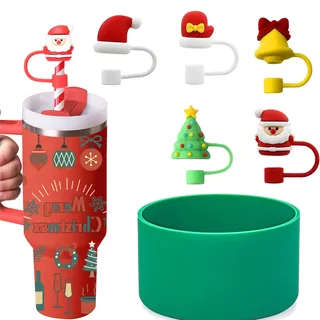 6 Stück Stanley Zubehör, Weihnachten Stanley Zubehör, Stanley Accessories, Zubehör Stanley Cup, Weihnachten Tragbare Strohhalme Abdeckung Accessories, für Stanley-Becher