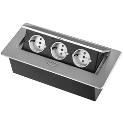Tischsteckdose silber 3-fach, Küchensteckdose, Steckdose versenkbar
