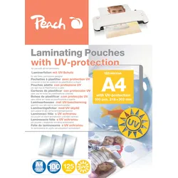 Peach Laminierfolie A4 | 125 mic | 100 St. | mit UV-Filter für dauerhaften Lichtschutz | speziell geeignet für Fotos |geeignet für alle Laminiergeräte | S-PP525-25