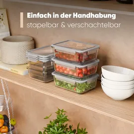 classbach Classbach® Frischhaltedosen Glas mit Deckel | 3er Set | für Mikrowelle Spülmaschine Gefrierfach Ofen geeignet | Meal Prep Boxen Glas | mit Dampfventil | Glasbehälter mit Deckel | C-FHD 4020 G