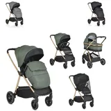 Cangaroo Kinderwagen 2 in 1 Hydra Babywanne Sportsitz Fußabdeckung Moskitonetz grün