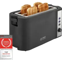 First Austria TZS First Austria Toaster Langschlitz, 4 Scheiben, 1200-1500W, 6 Bräunungsgrade, Auftau- und Aufwärmfunktion, Brotzentrierung, Krümelfach, Schwa... - Schwarz