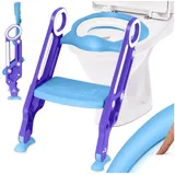 Kidiz KIDIZ® Kinder Toilettensitz Toilettentrainer mit Treppe und Griffe Faltbar Kindertoilette WC Sitz Töpfchentrainer Lerntöpfchen bequemem Kissen und breiten Stufen Toilettentreppe höhenverstellbar