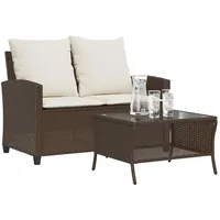 vidaXL Gartensofa 2-Sitzer Loungesofa braun