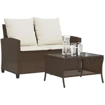 vidaXL Gartensofa 2-Sitzer Loungesofa braun