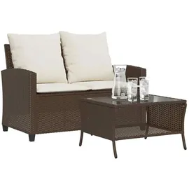 vidaXL Gartensofa 2-Sitzer Loungesofa braun