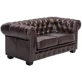 Woodkings Chesterfield Couch 2-Sitzer Leder Braun