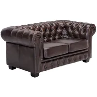 Woodkings Chesterfield Couch 2-Sitzer Leder Braun