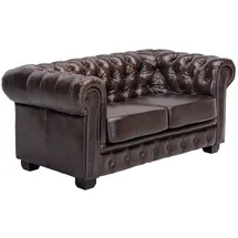 Woodkings Chesterfield Couch 2-Sitzer Leder Braun