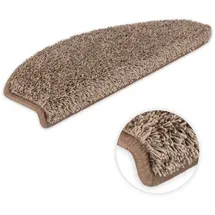 Kettelservice-Metzker Stufenmatte Emphoria Halbrund Hellbraun I Shaggy Treppenmatte I 1 Stück