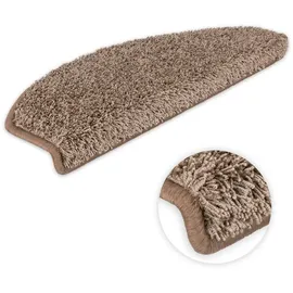 Kettelservice-Metzker Stufenmatte Emphoria Halbrund Hellbraun I Shaggy Treppenmatte I 1 Stück