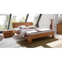 Holz-Doppelbett Bayamo - 160x210 cm - Eiche cognac - Fußhöhe 20 cm