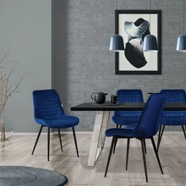 ML-Design Esszimmerstuhl Samt dunkelblau 4er Set