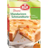 RUF Mandarinen-Schmand-Torte, Backmischung für einen fruchtigen Schmandkuchen, mit Weizen-Vollkornmehl, für Mandarinen, Kirschen, Stachelbeeren