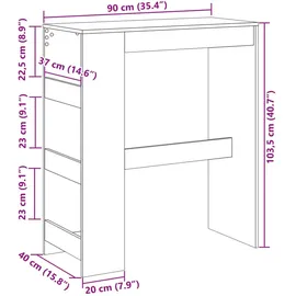 vidaXL Bartisch mit Regal Artisan-Eiche 90x40x103,5 cm Holzwerkstoff