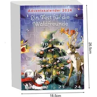 Weihnachts-Adventskalender 2024, 24-Tage-Countdown, Cartoon-Weihnachtsbaum-Schlüsselanhänger-Set, Weihnachtsgeschenk für Jungen und Mädchen