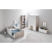 OTTO home Jugendzimmer-Set OTTO HOME "Kinderzimmer-Set »Rieke« 4-teilig", weiß (eiche, sand, nachbildung, weiß), ohne Matratze, B/H: 90cm x 200cm, Holzwerkstoff, Schlafzimmermöbel-Sets, Farblich abgestimmte Möbelserie