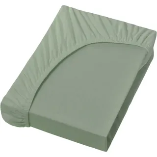 Spannbettlaken Jersey-Baumwolle-Elasthan 140 x 200 - 160 x 220 cm graugrün