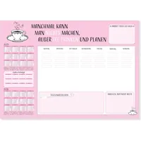 Schreibtischunterlage aus Papier DIN A2 Motiv Tee, Papierunterlage 59,4 x 42 cm, Schreibtischblock mit 25 Blatt Schreibpapier mit Kalendarium am Fuß geleimt Kalendarium 25/26