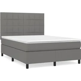 vidaXL Boxspringbett mit Matratze Dunkelgrau 140x200 cm Stoff