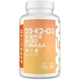 WFN Approved D3-K2-O3 - Vitamin D3 + K2 + Omega 3 - K2VITAL All-Trans K2 MK-7 - Hochdosierte Fischöl Kapseln in Triglycerid-Form - Bioverfügbares D3 - Produziert & laborgeprüft in Deutschland