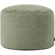 I.C.O.N. Icon Milano Hocker, Salbeigrün, Flauschiger Cord Stoff, Sitzsack Cord, Sitzpuff, Pouf Hocker mit Füllung, Fußhocker für das Wohnzimmer, Deko Wohnzimmer