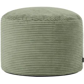 I.C.O.N. Icon Milano Hocker, Salbeigrün, Flauschiger Cord Stoff, Sitzsack Cord, Sitzpuff, Pouf Hocker mit Füllung, Fußhocker für das Wohnzimmer, Deko Wohnzimmer