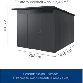 hörmann stauraumsysteme Juno Gerätehaus 2,62 x 3,10 m Anthrazitgrau
