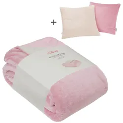 Wohndecke S.OLIVER "Doublesoft, Kuscheldecke, Deal, Kissen geschenkt", rosa (rosa, ecru), B:150cm L:200cm, Polyester, Wohndecken, Kuscheldecke, mit GRATIS-Zugabe: 2x Kissenhülle, mit Reißverschluss