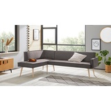 exxpo - sofa fashion Lungo 158 x 84 x 239 cm Webstoff langer Schenkel rechts grau/grey melange