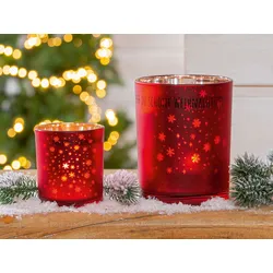 Windlicht Weihnachtszeit rot 12,5cm